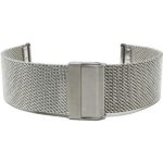 Face view of Silver Tone Fine Metal Mesh Watch Strap, Stainless Steel Mesh Milanese Band with Fold-Over Clasp