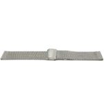 Flat view of Silver Tone Fine Metal Mesh Watch Strap, Stainless Steel Mesh Milanese Band with Fold-Over Clasp