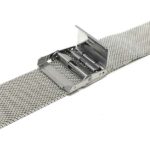 Open view of Silver Tone Fine Metal Mesh Watch Strap, Stainless Steel Mesh Milanese Band with Fold-Over Clasp