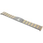 Angle view of Two-Tone Mens Silver & Gold Stretch Watch Strap, Expansion Band, Easy to Adjust