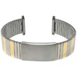 Face view of Two-Tone Mens Silver & Gold Stretch Watch Strap, Expansion Band, Easy to Adjust