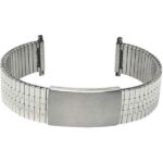 Face view of Silver Tone Mens Expandable Watch Band, Expansion Strap, Easy to Adjust