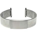 Face view of Silver Tone Mens Expandable Watch Band, Stretchy Strap, Easy to Adjust