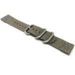 Angle view of Beige Nylon Nato Style Watch Band, 2 Piece Strap, Hook and Loop Buckles