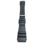 Top view of Black Black Rubber Watch Band for Casio Marine Gear AMW320 or Seiko Diver with Stainless Steel Buckle