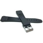 Side view of Black Black Rubber Sports Watch Strap, 3 Grooves with Stainless Steel Buckle