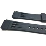 Side view of Black Black Rubber Sports Watch Strap, 3 Grooves with Stainless Steel Buckle