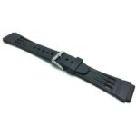 Angle view of Black Black Rubber Sports Watch Strap, 3 Grooves with Stainless Steel Buckle