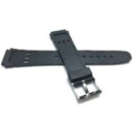 Back view of Black Black Rubber Sports Watch Strap, 3 Grooves with Stainless Steel Buckle