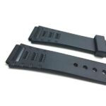 Side view of Black Black Rubber Watch Band for Casio & Timex Sports Watches with Stainless Steel Buckle