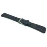 Angle view of Black Black Rubber Watch Band for Casio & Timex Sports Watches with Stainless Steel Buckle