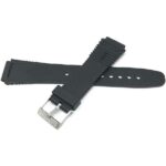 Back view of Black Black Rubber Sports Watch Band, Grooves with Stainless Steel Buckle