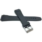 Side view of Black Matte Black Rubber Sports Watch Strap with Stainless Steel Buckle