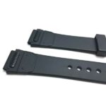 Side view of Black Matte Black Rubber Sports Watch Strap with Stainless Steel Buckle
