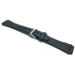 Angle view of Black Matte Black Rubber Sports Watch Strap with Stainless Steel Buckle