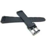 Back view of Black Matte Black Rubber Sports Watch Strap with Stainless Steel Buckle