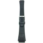 Top view of Black Matte Black Rubber Sports Watch Strap with Stainless Steel Buckle