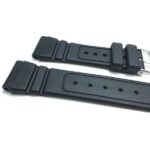 Side view of Black 22mm Mens Black Rippled and Etched Rubber Sports Watch Strap with Stainless Steel Buckle