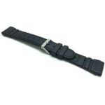 Angle view of Black 22mm Mens Black Rippled and Etched Rubber Sports Watch Strap with Stainless Steel Buckle