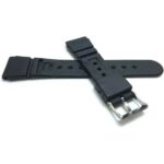 Back view of Black 22mm Mens Black Rippled and Etched Rubber Sports Watch Strap with Stainless Steel Buckle