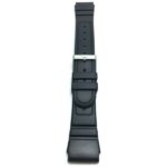 Top view of Black 22mm Mens Black Rippled and Etched Rubber Sports Watch Strap with Stainless Steel Buckle