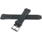 Back view of Black Black Rubber Sports Watch Strap, Ripples and Indents with Stainless Steel Buckle