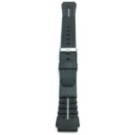 Top view of Black Black Rubber Sports Watch Strap, Ripples and Indents with Stainless Steel Buckle