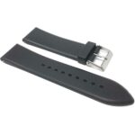 Side view of Black Mens Black Rubber Sports Watch Band with Stainless Steel Buckle