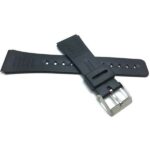 Side view of Black 22mm Mens Black Rubber Watch Band with Stainless Steel Buckle