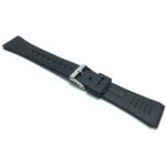 Angle view of Black 22mm Mens Black Rubber Watch Band with Stainless Steel Buckle