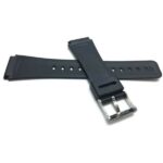 Back view of Black 22mm Mens Black Rubber Watch Band with Stainless Steel Buckle