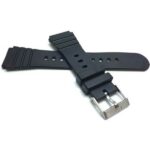 Side view of Black 22mm Black Mens Rubber Sports Watch Band Fits Casio, Timex and More with Stainless Steel Buckle