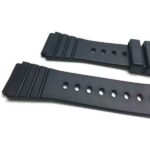 Side view of Black 22mm Black Mens Rubber Sports Watch Band Fits Casio, Timex and More with Stainless Steel Buckle