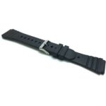 Angle view of Black 22mm Black Mens Rubber Sports Watch Band Fits Casio, Timex and More with Stainless Steel Buckle