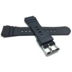 Back view of Black 22mm Black Mens Rubber Sports Watch Band Fits Casio, Timex and More with Stainless Steel Buckle
