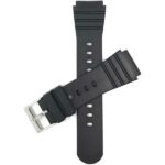 Top view of Black 22mm Black Mens Rubber Sports Watch Band Fits Casio, Timex and More with Stainless Steel Buckle