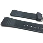 Side view of Black Black Sports Rubber Watch Strap, Tread, Ribbed with Stainless Steel Buckle