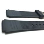 Side view of Black Black Sports Rubber Watch Strap, Tread, Ribbed with Stainless Steel Buckle