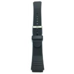 Top view of Black Black Sports Rubber Watch Strap, Tread, Ribbed with Stainless Steel Buckle