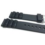 Side view of Black Black Rubber Watch Band fits Casio and Timex Sports Watches with Stainless Steel Buckle