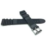 Back view of Black Black Rubber Watch Band fits Casio and Timex Sports Watches with Stainless Steel Buckle