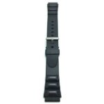 Top view of Black Black Rubber Watch Band fits Casio and Timex Sports Watches with Stainless Steel Buckle