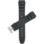 Top view of Black Black Rubber Watch Band fits Casio and Timex Sports Watches with Stainless Steel Buckle