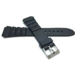 Side view of Black Black Sports Rubber Watch Strap with Stainless Steel Buckle