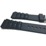 Side view of Black Black Sports Rubber Watch Strap with Stainless Steel Buckle