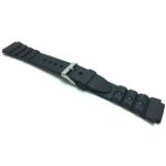 Angle view of Black Black Sports Rubber Watch Strap with Stainless Steel Buckle