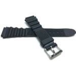 Back view of Black Black Sports Rubber Watch Strap with Stainless Steel Buckle
