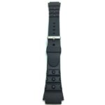 Top view of Black Black Sports Rubber Watch Strap with Stainless Steel Buckle