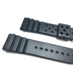 Side view of Black 22mm Black Rubber Sports Watch Strap, Citizen & Seiko Diver Watches with Stainless Steel Buckle