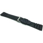 Angle view of Black 22mm Black Rubber Sports Watch Strap, Citizen & Seiko Diver Watches with Stainless Steel Buckle